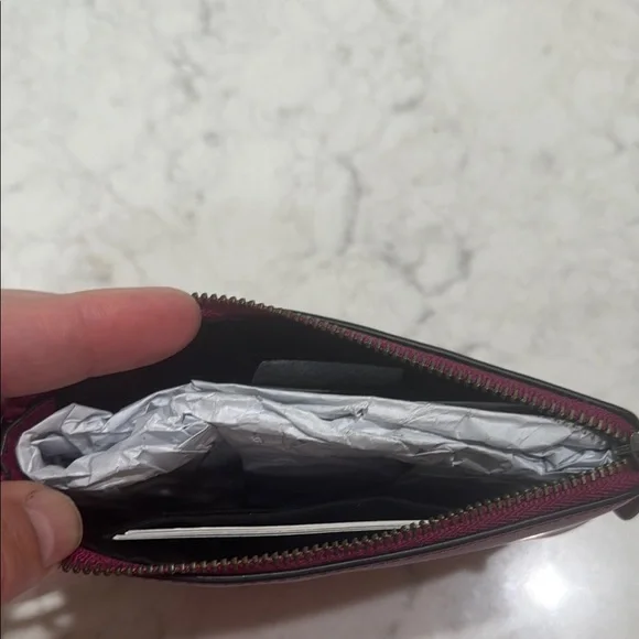 Coach Burgundy Wristlet with Pink Pac Man - Picture 3 of 7